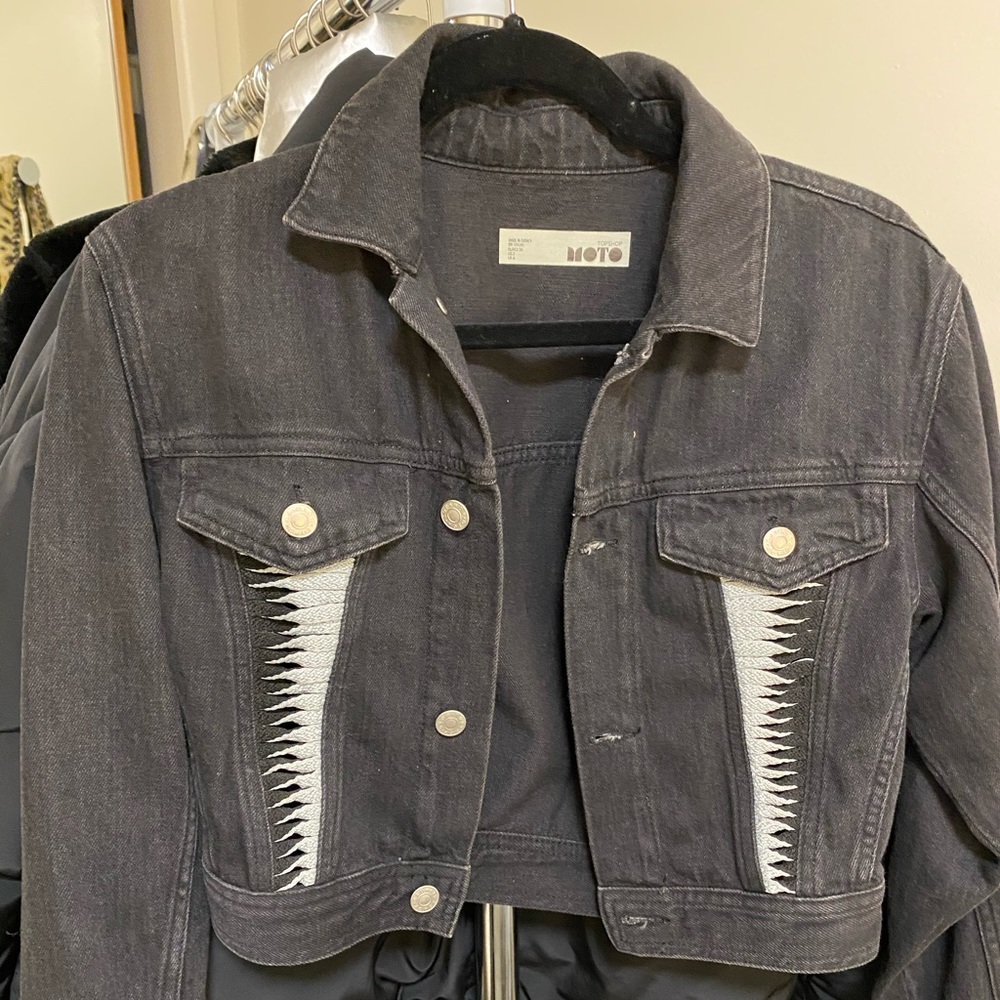 Cropped black denim top shop jacket